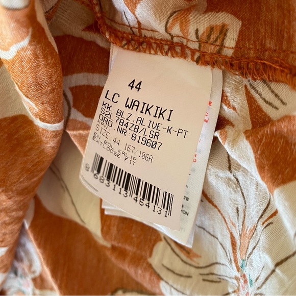 LC Waikiki Orange Tropical Collared Shirt, 44 - Picture 6 of 9